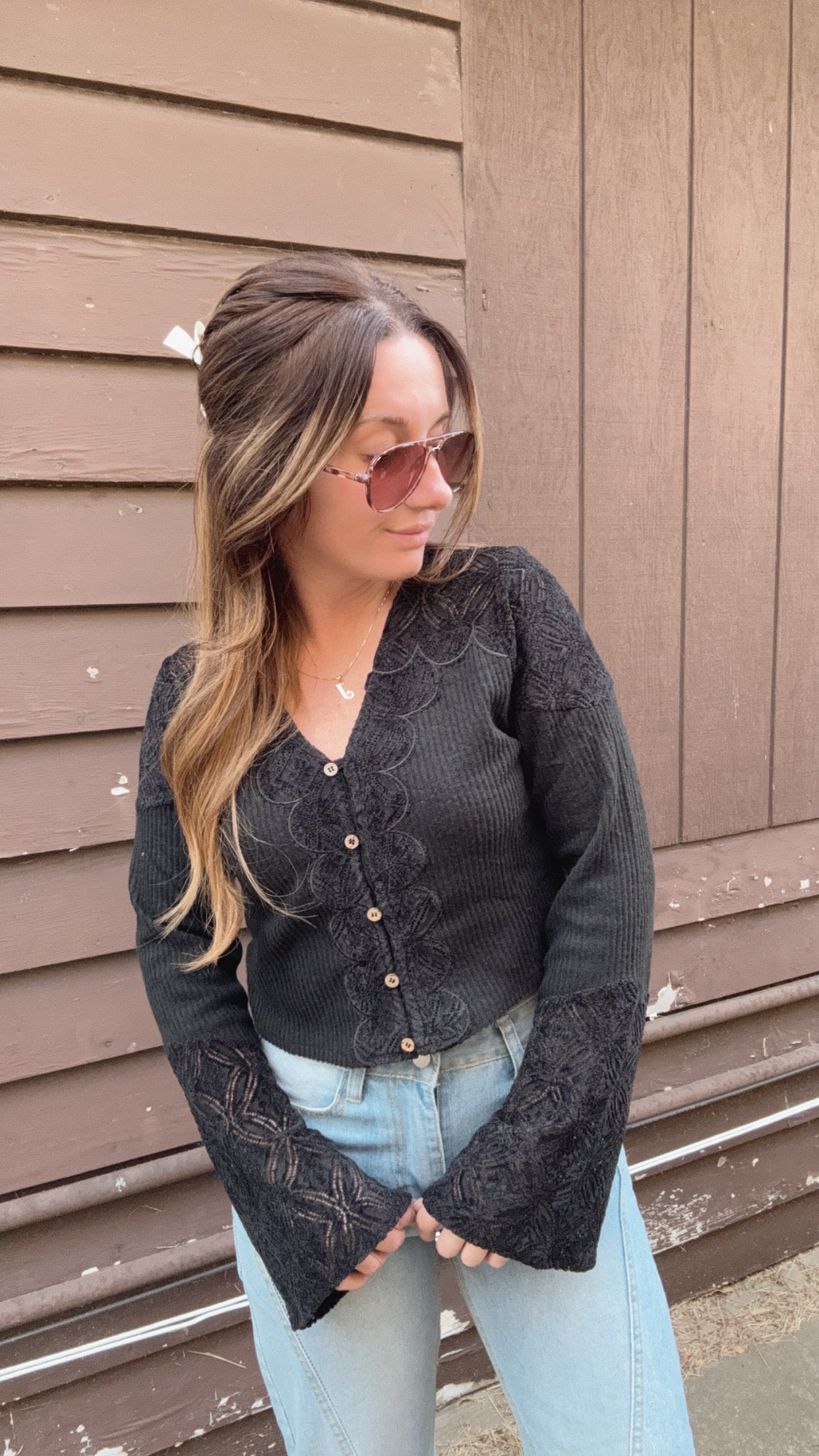 Lacey Detail Button Down Top