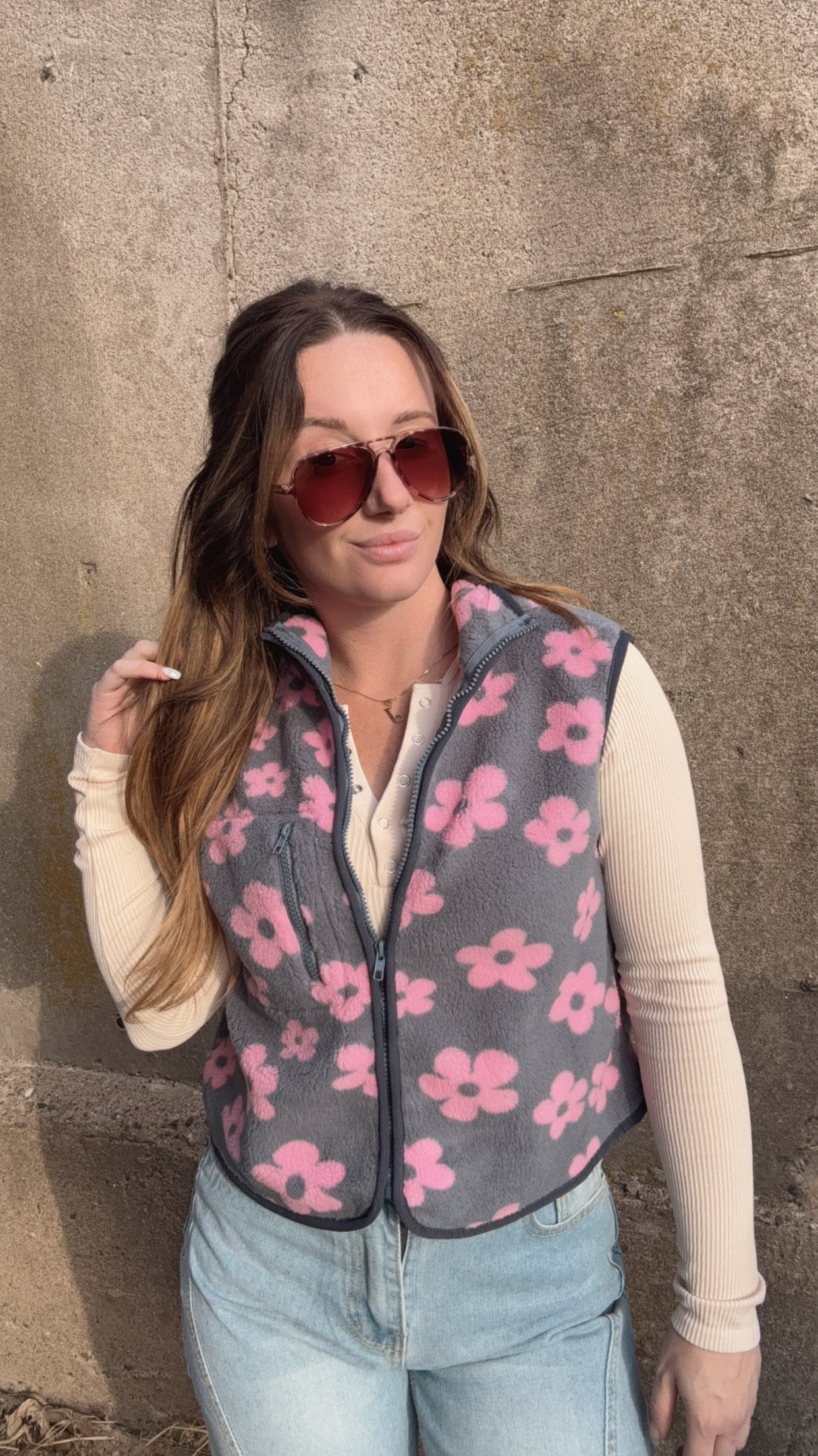 Daisy Printed Fleece Vest