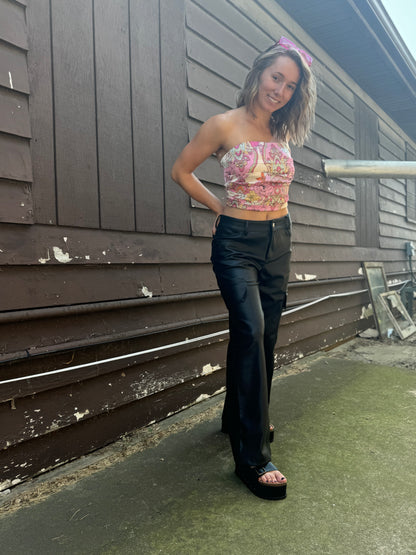 Keep It Real Faux Leather Cargo Pants