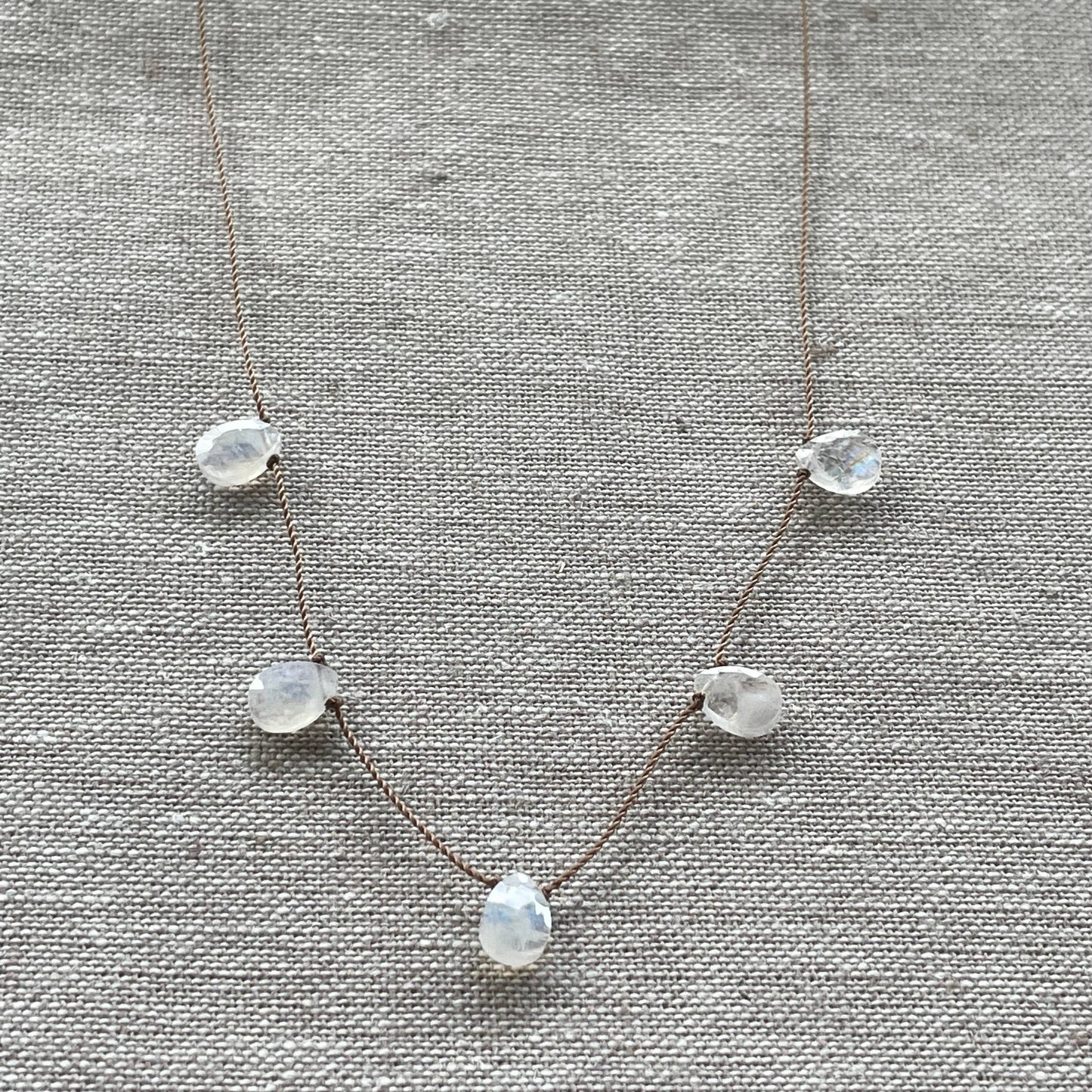 Rainbow Moonstone 5 Stone Necklace- New Beginnings