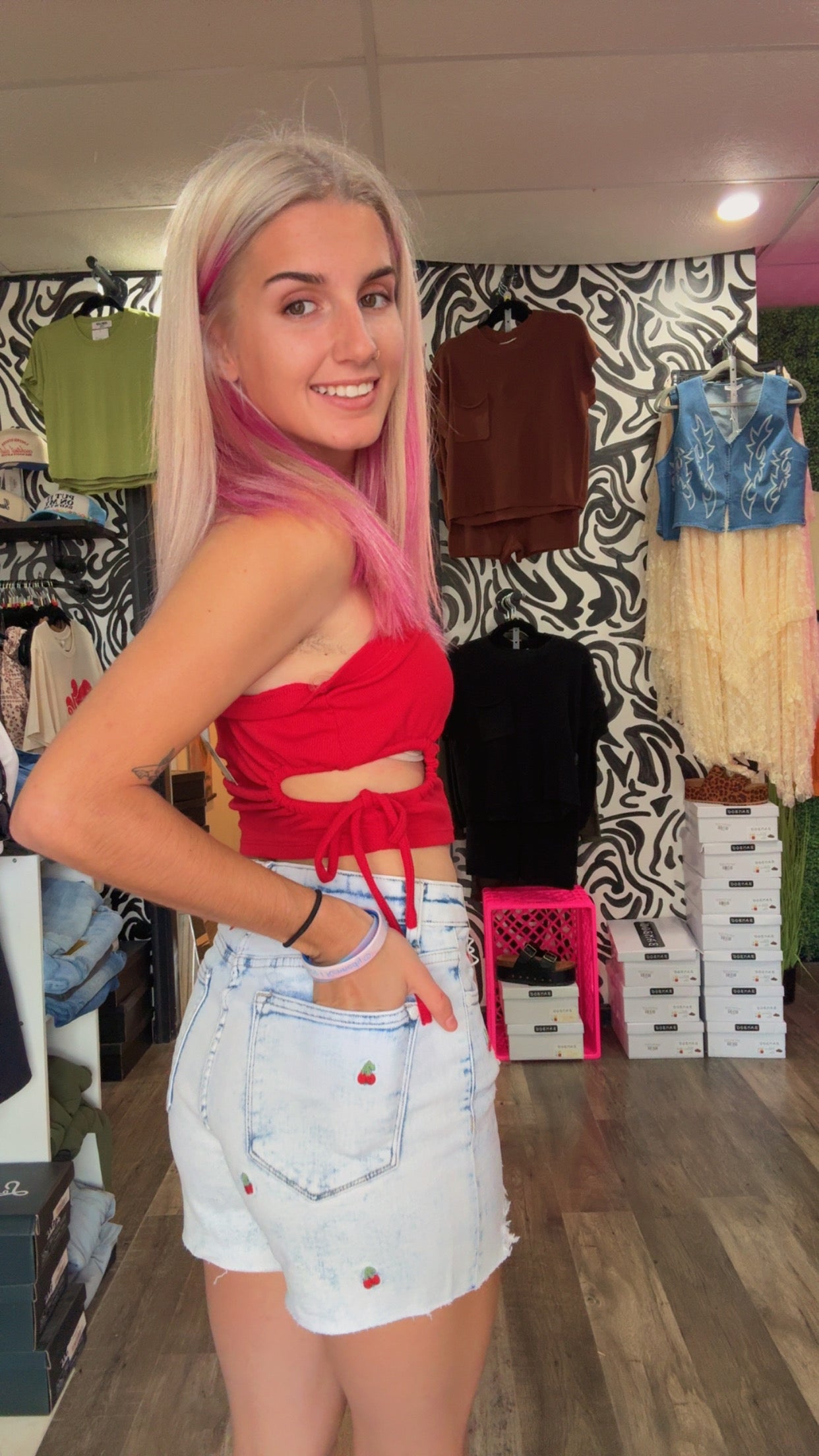 Judy Blue Cherry Acid Wash Shorts