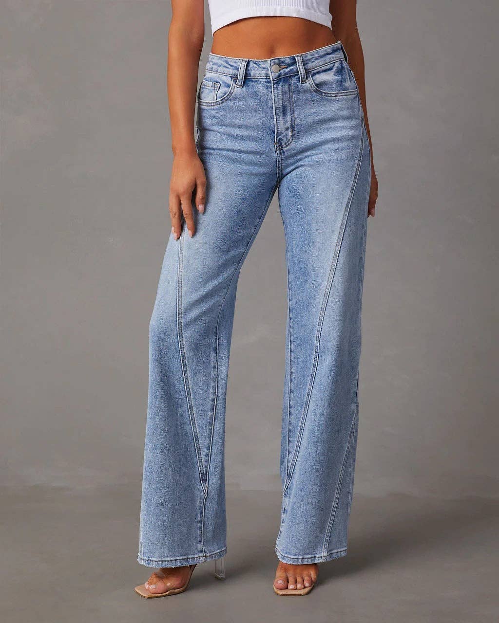 Loose Stitching Wide Leg Women Jeans – Trendy Flare Denim Pants