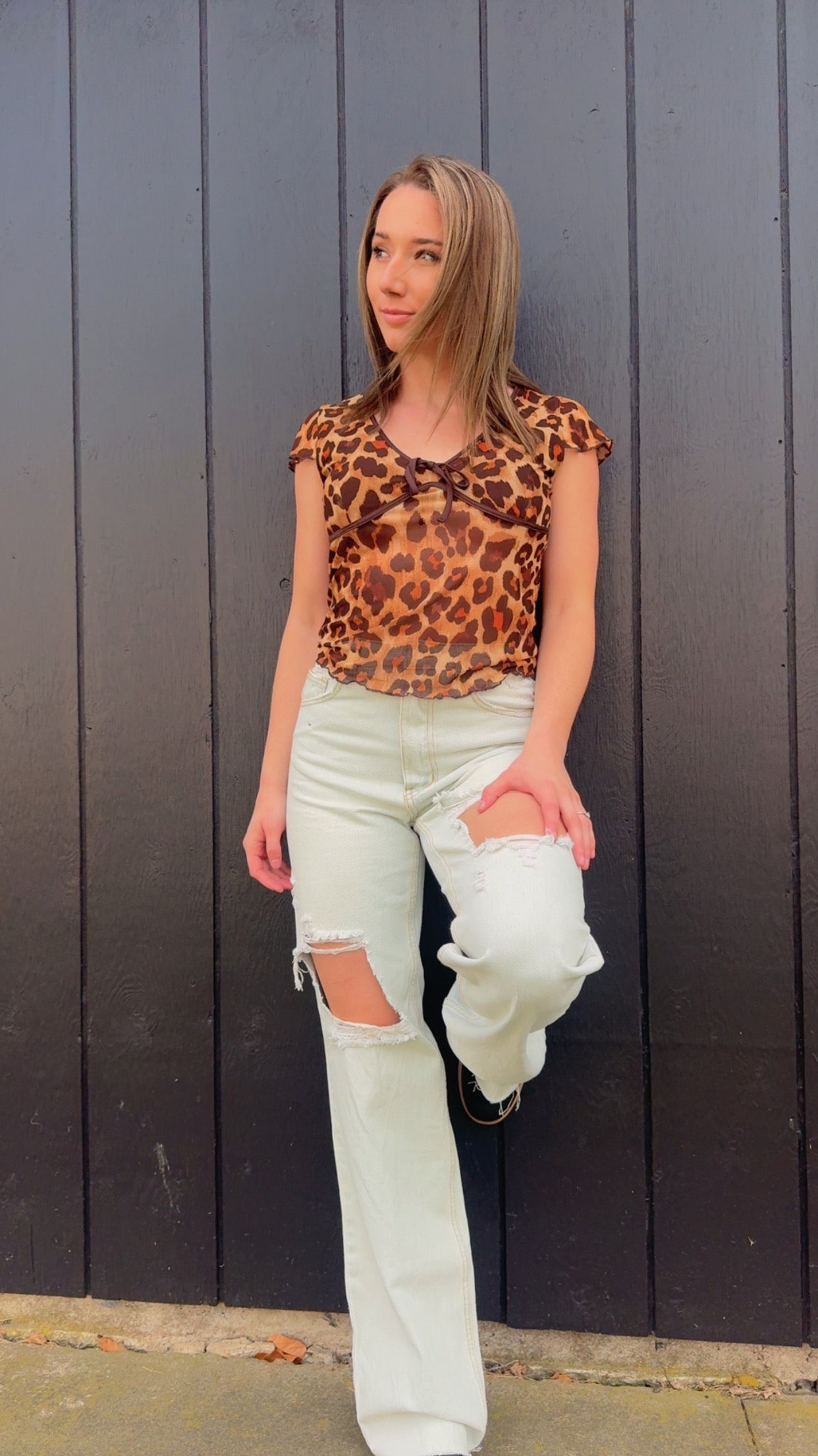 Jada Cap Sleeve Leopard Top