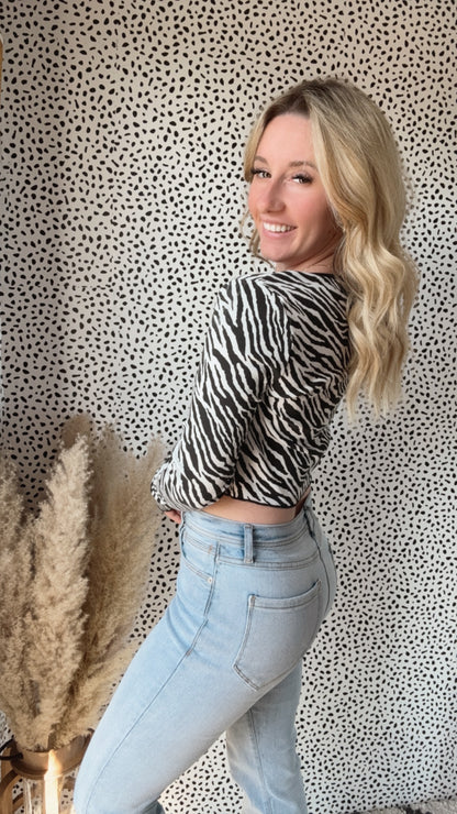 Crossroads Zebra Knit Top