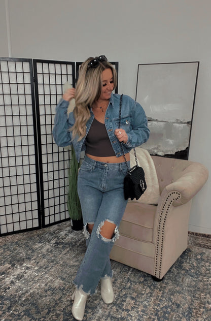 Boyfriend Cropped Denim Jacket