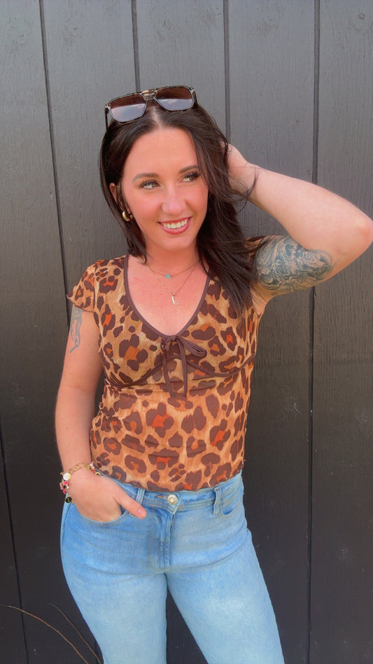Jada Cap Sleeve Leopard Top