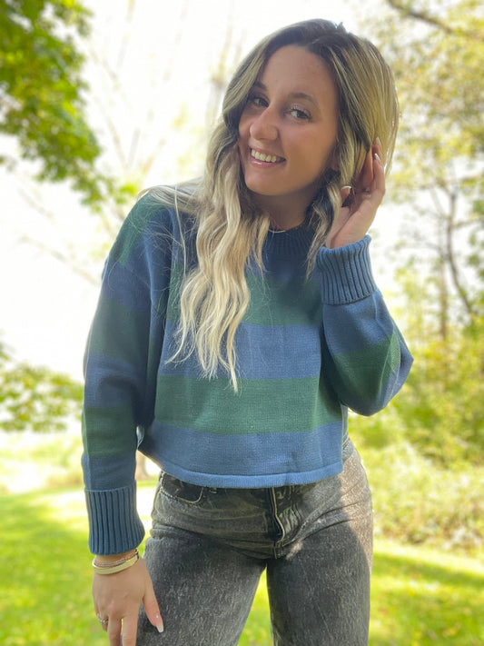 Rena Crop Striped Sweater