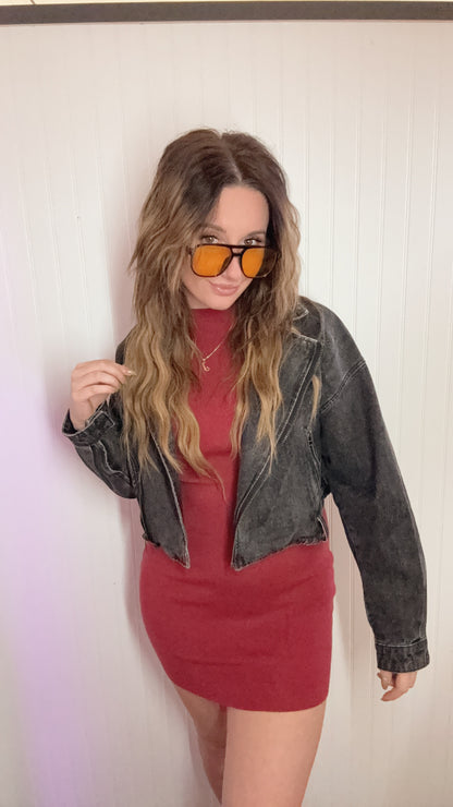 Morgan Cropped Denim Jacket