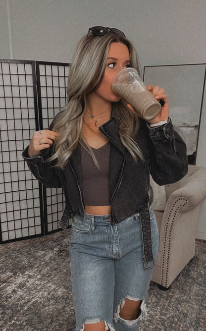 Morgan Cropped Denim Jacket