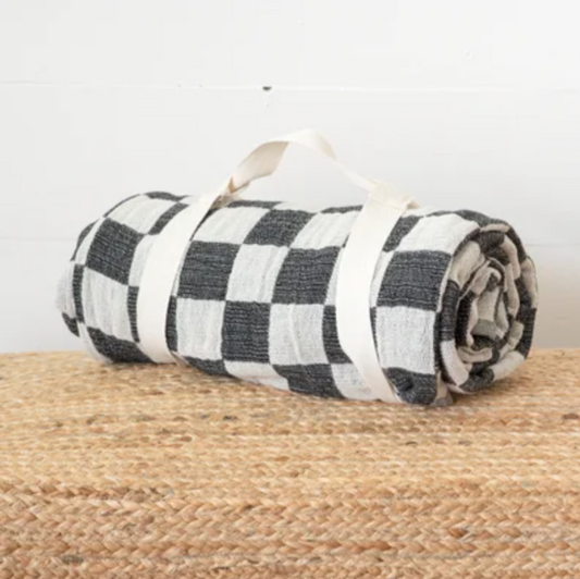 CHARCOAL CHECKERED THROW