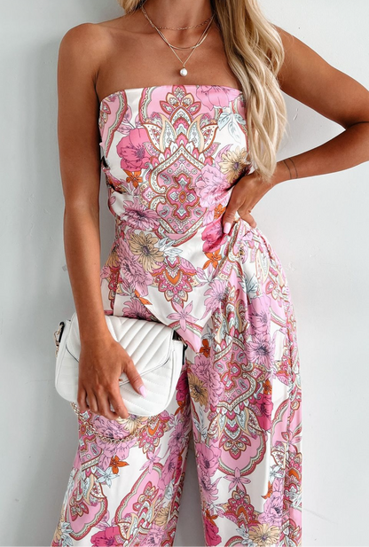 Retro Vintage Bandana Style Floral Pastel Tube Top