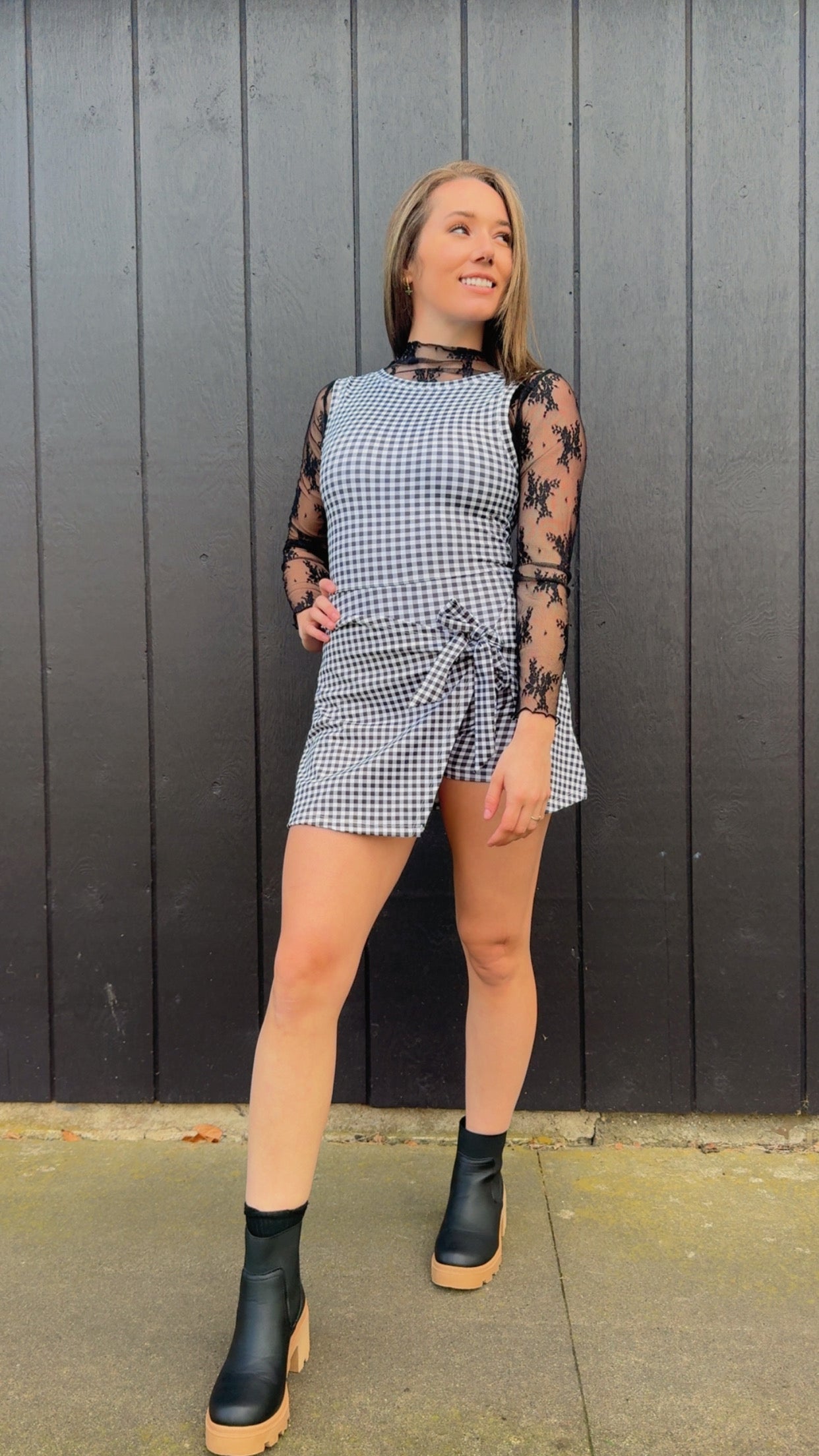 Gwen Gingham Wrap Tie Dress