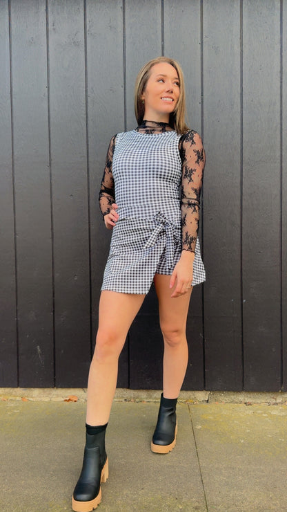 Gwen Gingham Wrap Tie Dress