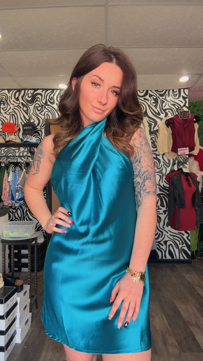 Willow Satin Halter Mini Dress