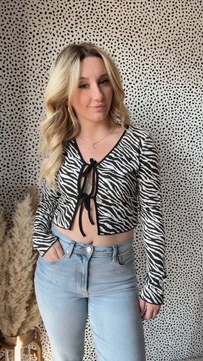 Crossroads Zebra Knit Top