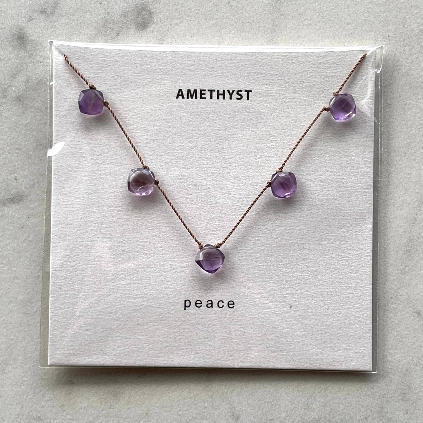 Amethyst 5 Stone Necklace- Peace