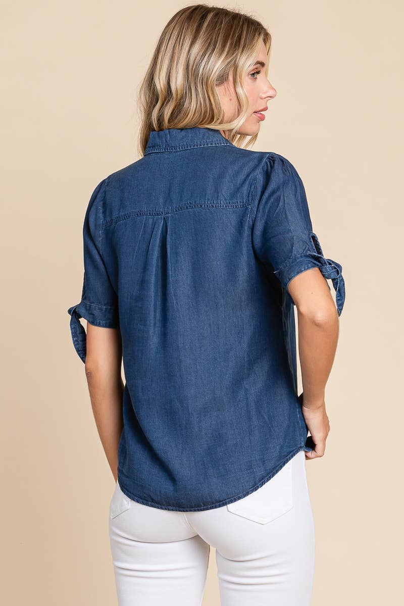 Lyssa Chambray Button Down Top