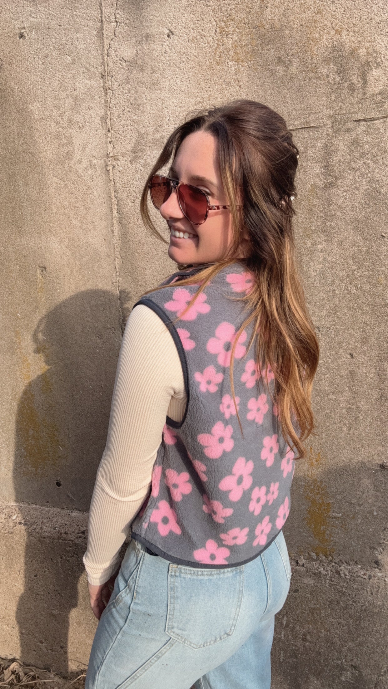 Daisy Printed Fleece Vest