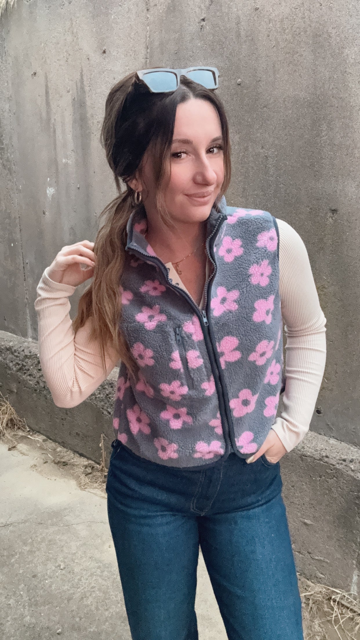 Daisy Printed Fleece Vest