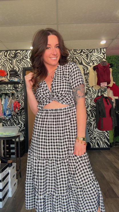 Shelby Twist Cut-Out Ruffle Hem Dress