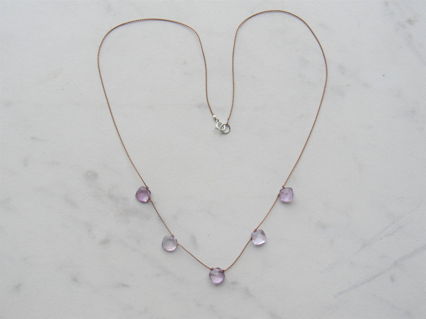 Amethyst 5 Stone Necklace- Peace