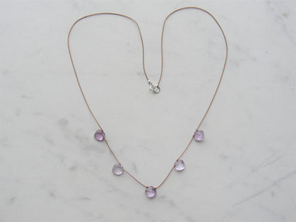 Amethyst 5 Stone Necklace- Peace