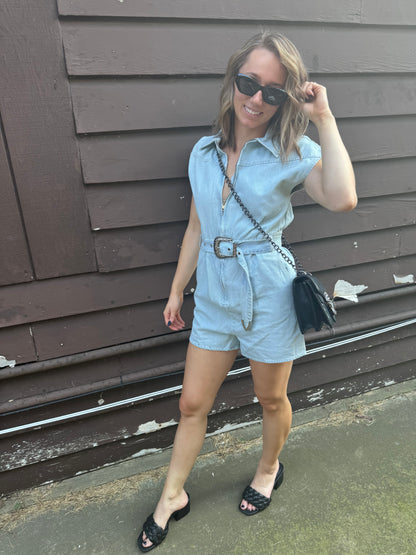 Zayla Zip-Up Belted Romper