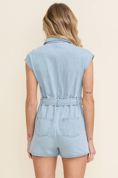 Zayla Zip-Up Belted Romper