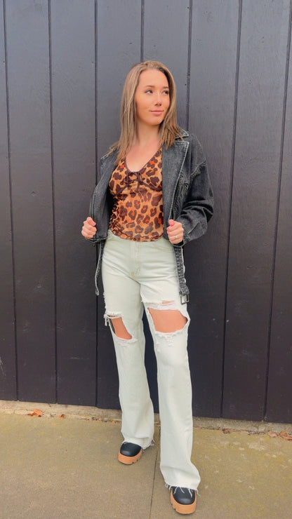 Morgan Cropped Denim Jacket