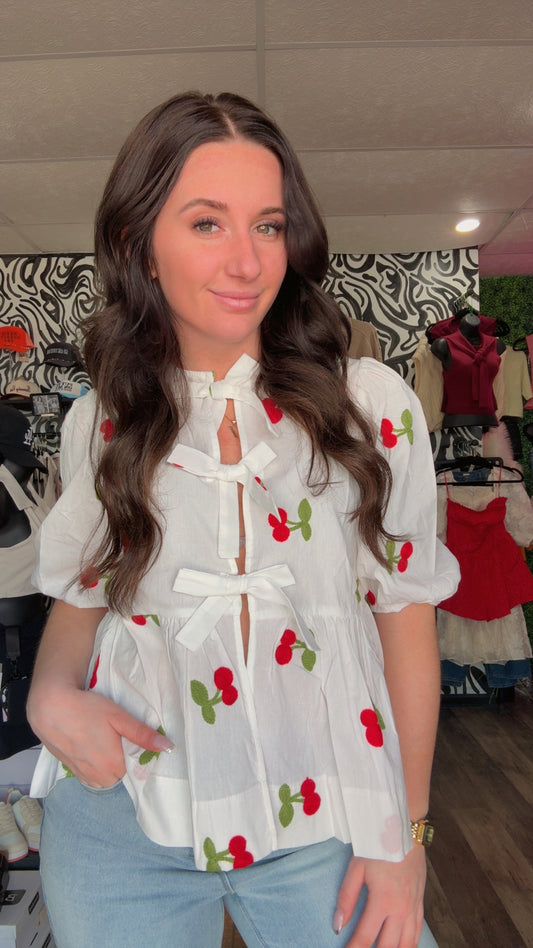 Kori Cherry Tie Top