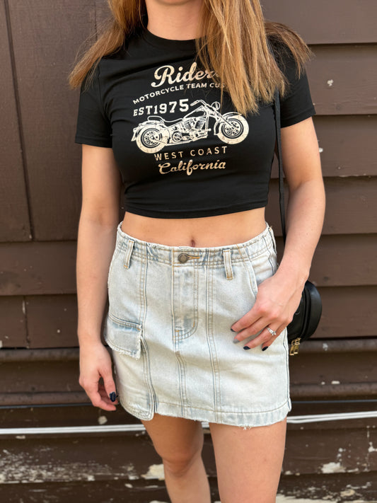 Carissa Cargo Denim Mini Skirt