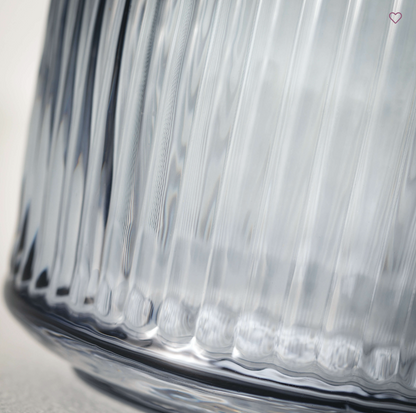 RIBBED BLUE GRAY GLASS VASE