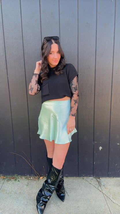 Ellie Skater Satin Mini Skirt