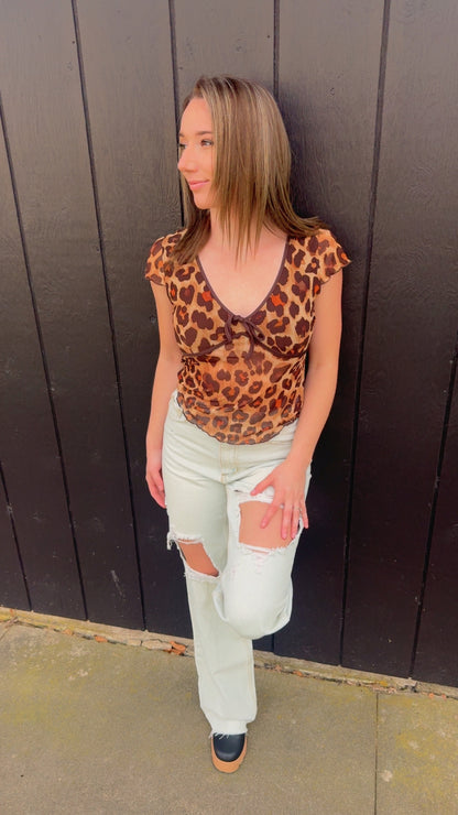 Jada Cap Sleeve Leopard Top