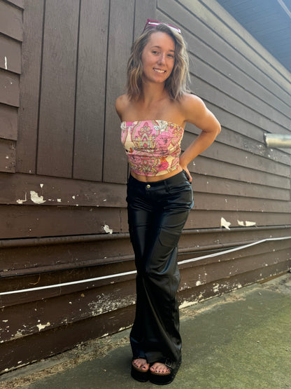Retro Vintage Bandana Style Floral Pastel Tube Top