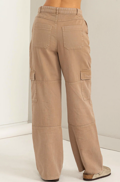 Megan Mineral Washed High-Waisted Cargos