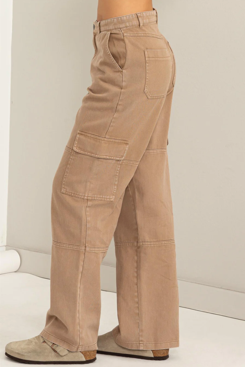 Megan Mineral Washed High-Waisted Cargos