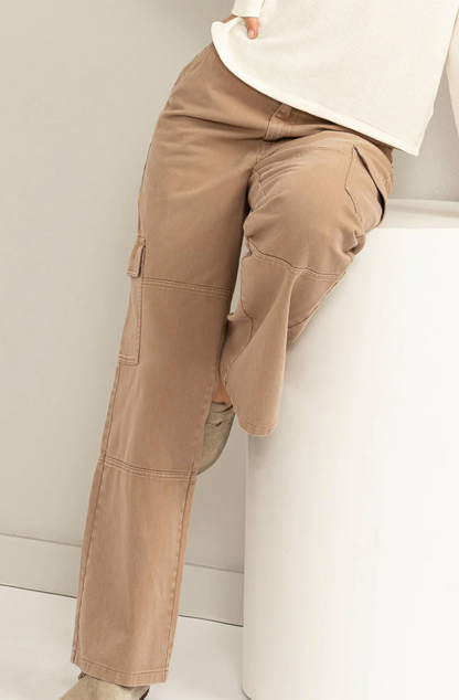 Megan Mineral Washed High-Waisted Cargos