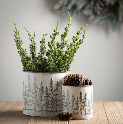 WEATHERED METAL TREE PLANTERS