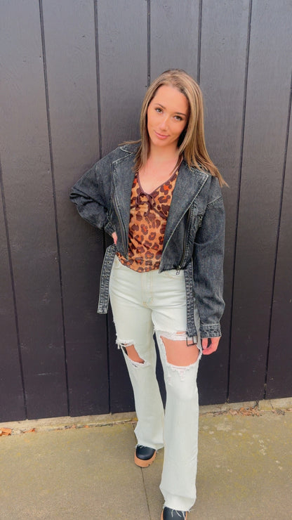 Morgan Cropped Denim Jacket