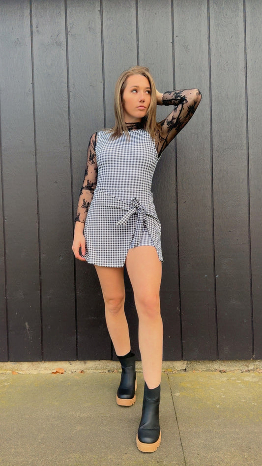 Gwen Gingham Wrap Tie Dress