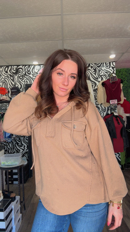 Lola Oversized Hoodie Knit Top W/ Patch Pockets