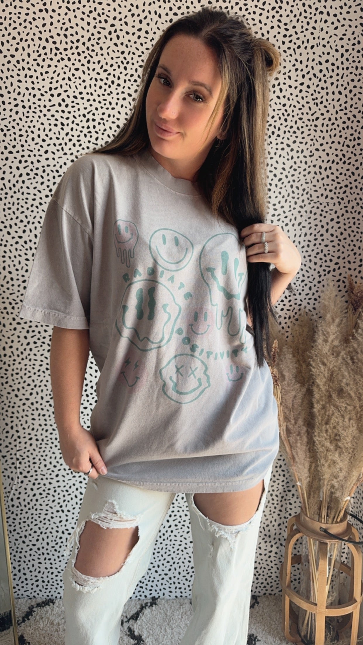 Smiley Face Oversized Tee