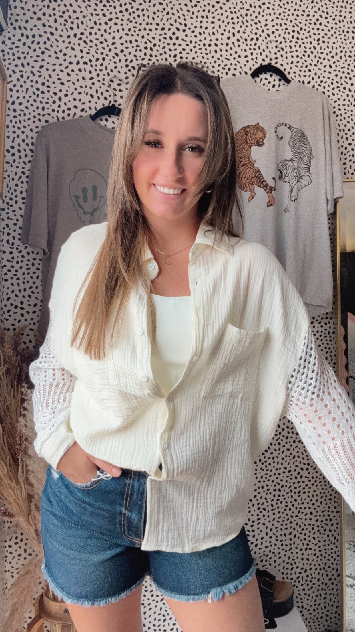 Crochet button down top