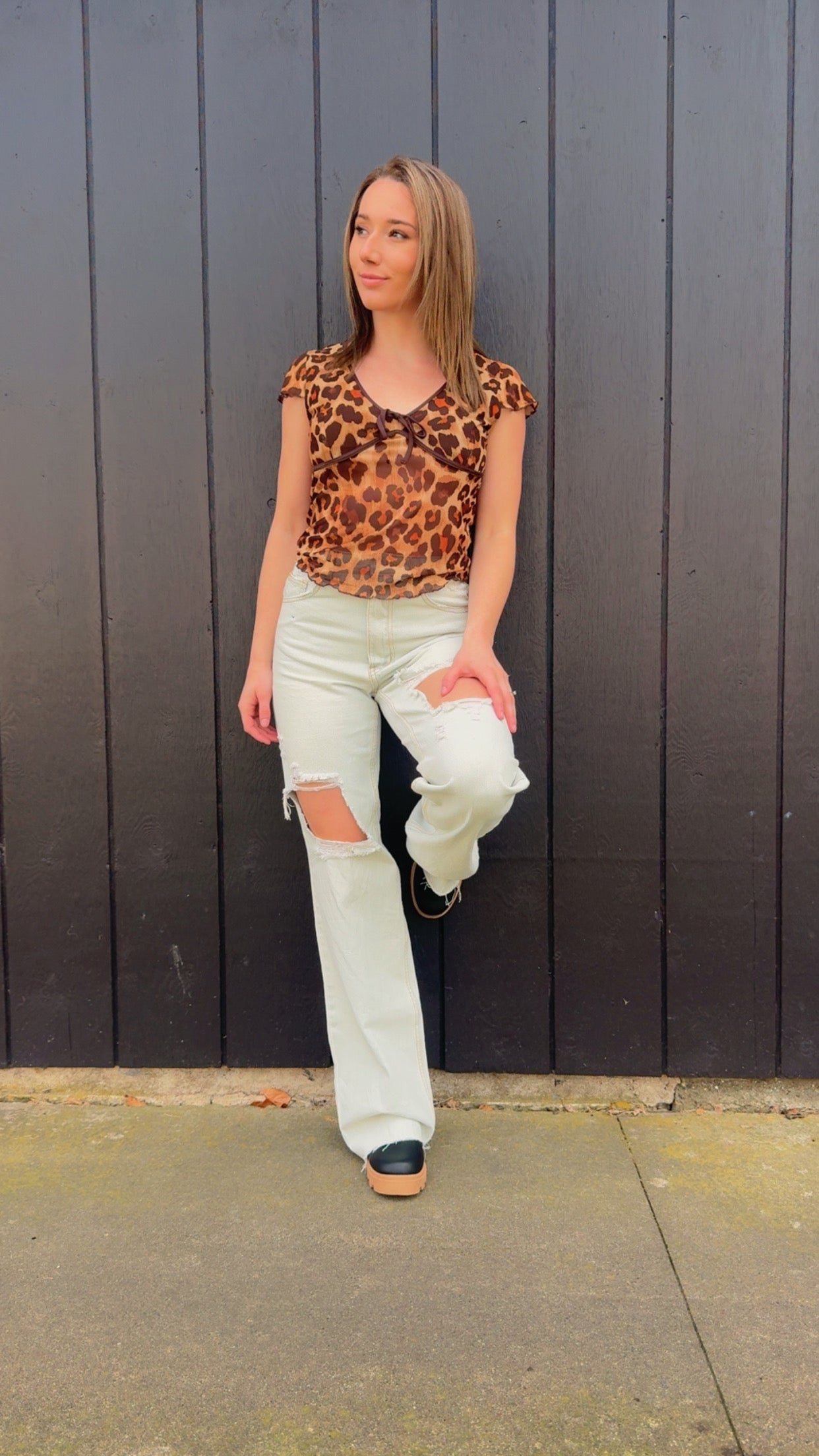 Jada Cap Sleeve Leopard Top