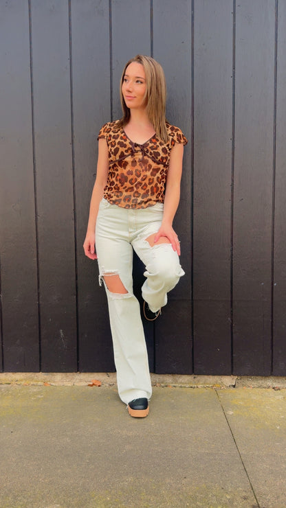 Jada Cap Sleeve Leopard Top