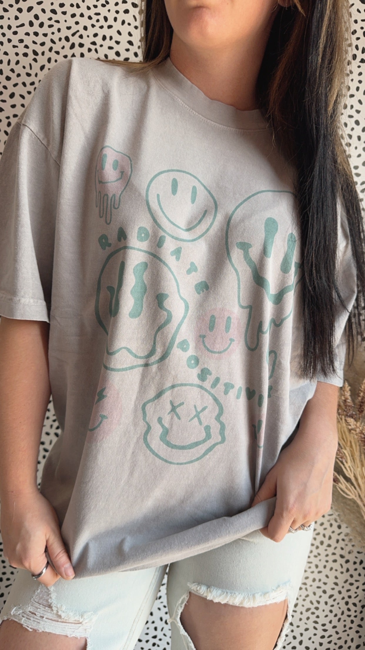 Smiley Face Oversized Tee