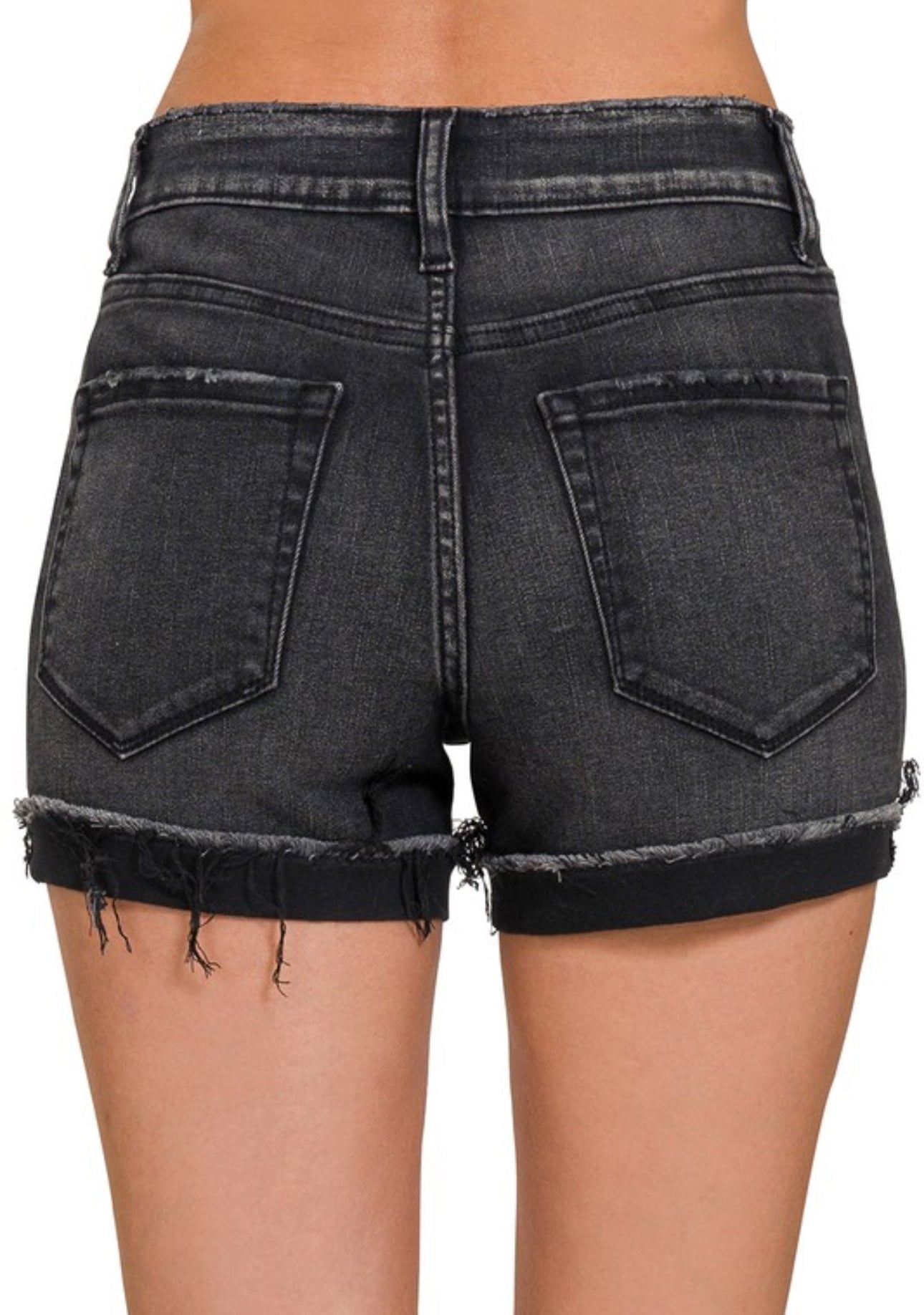 Quinn Raw Hem Denim Shorts