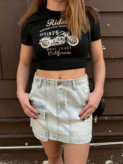 Carissa Cargo Denim Mini Skirt
