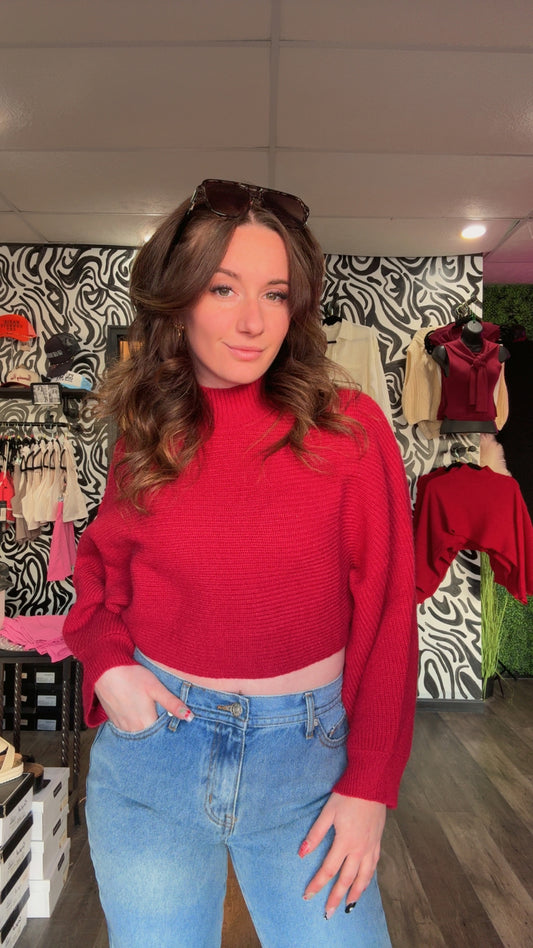 Mallory Mock Neck Cropped Sweater